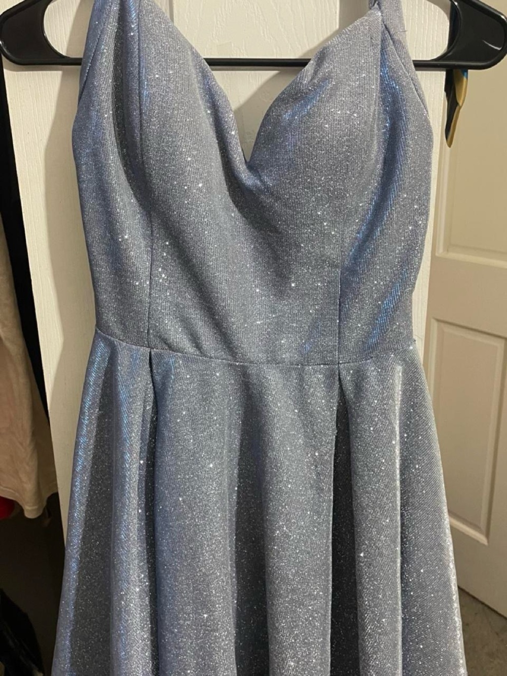 Girls Sparkle Blue Party Dress - Elegant Sleeveless Fit & Flare